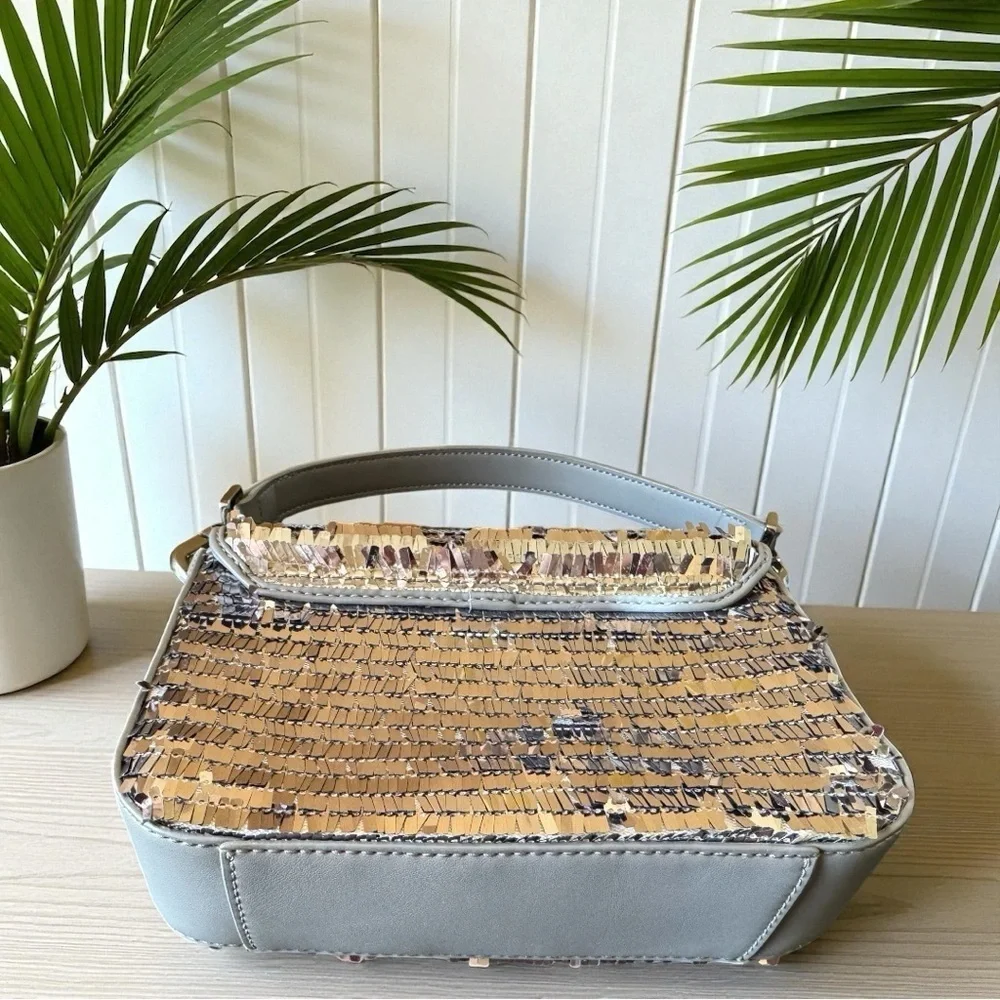 BIBI LOU Anthropologie Silver & Black Sequin Shoulder Bag